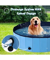 Slickblue 63 Inch Foldable Leakproof Dog Pet Pool Bathing Tub Kiddie Pool for Dogs Cats and Kids