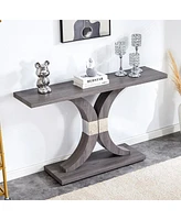 Streamdale Furniture Gray Wood Foyer Table With Stainless Steel Bracket