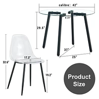 Round Glass Table Set with Minimalist Chairs