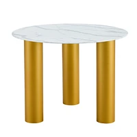 40" Round White Dining Table, Golden Legs