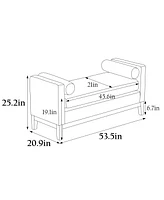 53.5"W Elegant Upholstered Bench, Ottoman