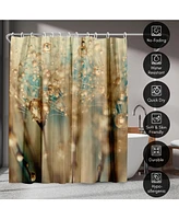 71x74 Botanical Shower Curtain - Droplets Of Gold by Ingrid Beddoes