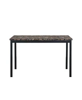 Furniture 5 Piece Metal Dinette Set With Faux Marble Top - Black, Dinning Set, Table&4 Chairs