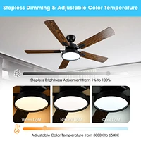 DELight 52" Ceiling Fan with Light Remote 6 Speed Led Chandelier Lamp Reversible Bedroom