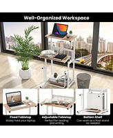 Costway Stand Up Desk Height Adjustable Sit Stand Computer Workstation Standing Desk