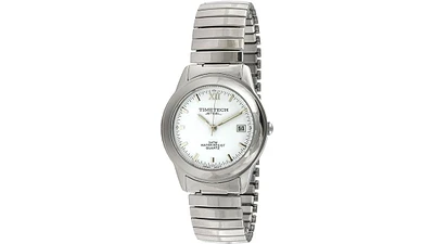 Timetech Men's Round Stainless Steel White Dial Expansion Watch