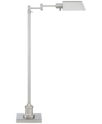 Regency Hill Jenson Traditional Adjustable Pharmacy Light Floor Lamp Swing Arm Standing Base 54" Tall Brushed Nickel Silver Metal for Living Room Read