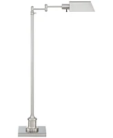 Regency Hill Jenson Traditional Adjustable Pharmacy Light Floor Lamp Swing Arm Standing Base 54" Tall Brushed Nickel Silver Metal for Living Room Read