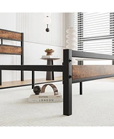 Rustic Wood Headboard Platform Bed Frame