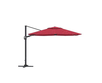 Casainc 11 Ft Square Led Solar Cantilever Umbrella for Outdoor Patio, Gray