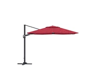 Casainc 11 Ft Square Led Solar Cantilever Umbrella for Outdoor Patio, Gray