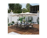 Casainc Outdoor Double-Sided Rectangular Market Umbrella With Base Patio