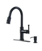 Mondawe Pull-out Kitchen Faucets Single Hole Kitchen Faucets with Soap Dispenser