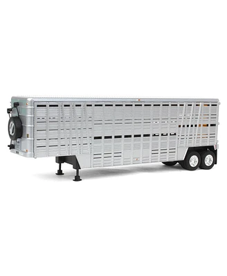 Dcp 1/64 Silver Wilson Tandem-Axle 40ft Vintage Livestock Trailer Diecast