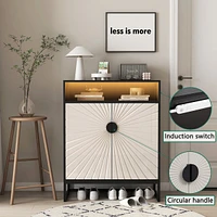 Modern Motion Sensor Night Light Shoe Cabinet with Adjustable Shelves