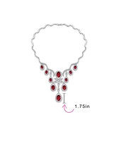 Bling Jewelry Prom Large Multi Teardrop Pear Shape Cubic Zirconia Red Cz V Collar Statement Bib Necklace For Women