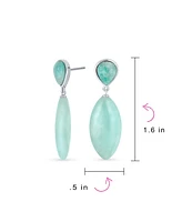 Bling Jewelry Unique Linear Mint Green Aqua Natural Amazonite Rhombus Shape Tear Drop Multi- Party Dangling Earrings For Women