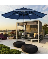 Gymax 10ft 3 Tier Patio Market Umbrella Aluminum Shade Shelter Double Vented Turquoise