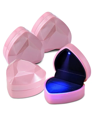 Yescom Heart Shape Led Ring Box Jewelry Wedding Engagement Proposal Brooch Case 4 Pack