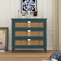 Streamdale Furniture 3 Drawer Cabinet, Natural Rattan, American Furniture, Suitable For Bedroom, Living Room, Study