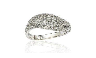 Suzy Levian New York Suzy Levian Sterling Silver Cubic Zirconia Pave Curved Puff Ring