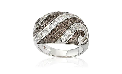 Suzy Levian New York Sterling Silver Cubic Zirconia Pave and Channel-set Swirl Ring