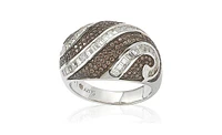 Suzy Levian New York Sterling Silver Cubic Zirconia Pave and Channel-set Swirl Ring