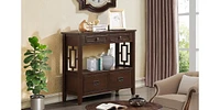 36" Farmhouse Pine Wood Console Table Entry Sofa Table With 4 Drawers & 1 Storage Shelf