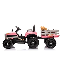 Streamdale Furniture Ride On Tractor With Trailer, 12V Battery Powered Electric Tractor Toy with Remote Control