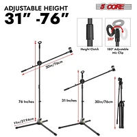 5 Core Tripod Mic Stand Floor Adjustable 31 to 76 Inches Boom Arm Holder Microphone Stands 360 Degree Rotating + Dual Mic Ms Dbl