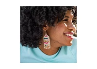 Ink + Alloy Rainbow Color Blocks Fringe Earring 3.25"