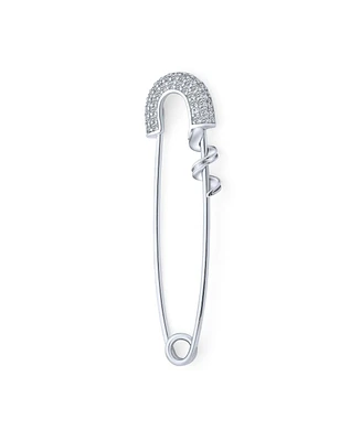 Bling Jewelry Safety Pin Symbol Of Support Cubic Zirconia Accent Sterling Silver 1.2 Inch