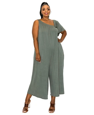 L I V D Plus Size Willow Wide-Legged Pocket Jumpsuit