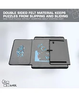 Jumbl 1500-Piece Puzzle Caddy, Portable Puzzle Board & Travel Case with 2 Trays & Handle - Gray