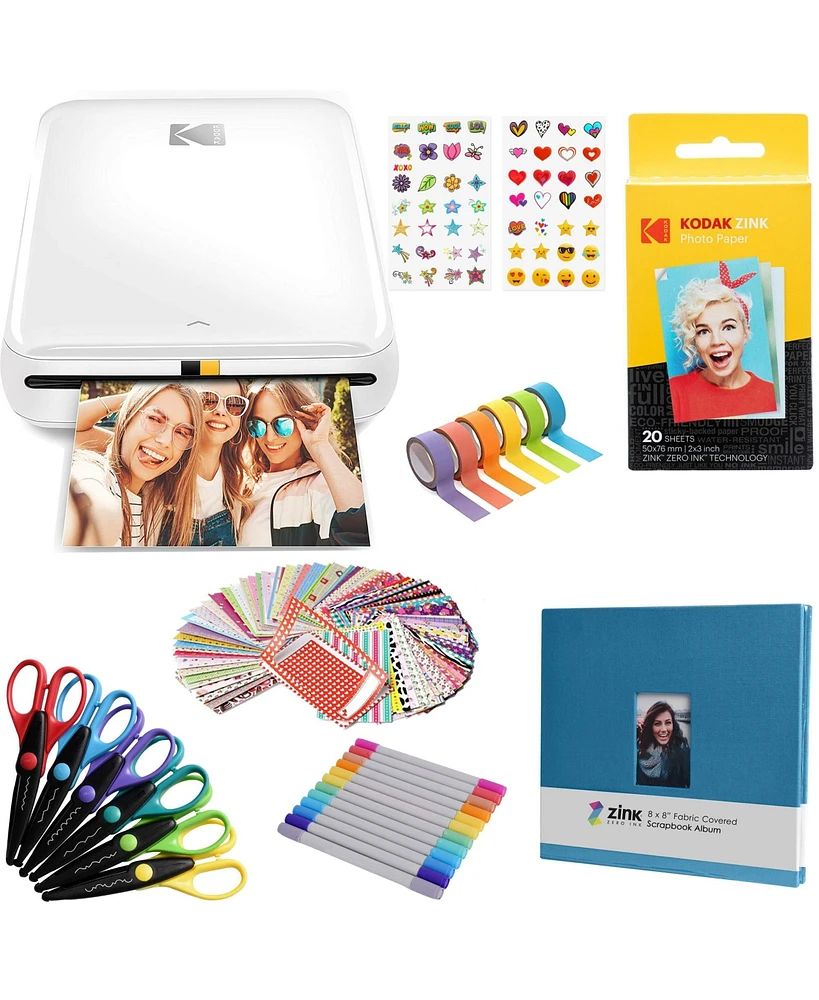 Kodak Step Mobile Instant Photo Printer 2x3" & Scrapbook Bundle