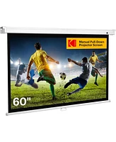 Kodak 60" Manual Pull Down Projector Screen, Large 16:9 Retractable Projector Screen