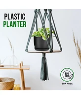 LifeMaster 10pcs Plant Pots with Drainage - Durable Black Plastic Flower Pots for Indoor and Outdoor Use - Stackable Set with 5 Sizes