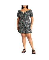 City Chic Women's Martine Print Dress