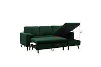 88" Reversible Pull Out Sleeper Sectional Storage Sofa Bed, Corner Sofa-Bed With Storage Chair
