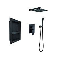 Streamdale Furniture 12" Rain Shower Head Systems Wall Mounted Shower With 12 In. X 20 In. Shower Niche