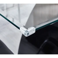 Rectangular Glass Top Dining Table, Modern Design Rectangular Room Table For Home (Black Or White)