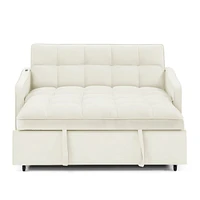 Loveseat Sofa Bed with Pull-out, Adjustable Back, Usb Charging