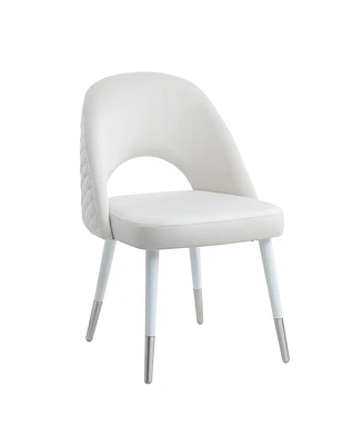 Simplie Fun Zemirah Side Chair(Set of 2), White Velvet & White Finish