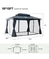 Streamdale Furniture 10'x13' Hardtop Gazebo with Curtains and Netting