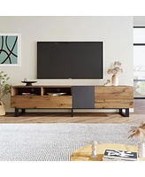 Streamdale Furniture 80" Tv Stand with Double Storage & Drop Down Door