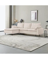 Simplie Fun L-Shaped Linen Sectional Sofa With Right Chaise(Leftfacing Chaise),Beige