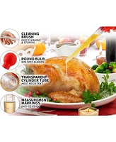 Transparent Turkey Baster with Detachable Bulb Includes Cleaning Brush