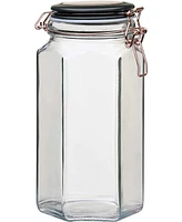 Amici Home Adler Collection Food Safe Hermetic Preserving Glass Canister With Lid & Clippers, Large 52 Oz, Clear Black Copper