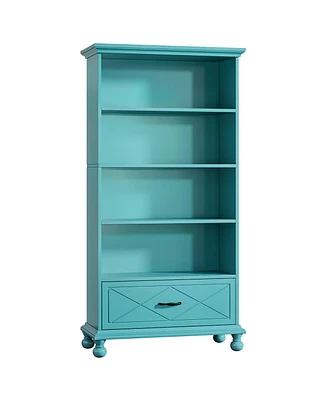 Tribesigns 6-Shelf Bookcase with Drawer, 71 Inch Tall Floor Standing Bookshelf Solid Wood Legs, 6-Tier Large Open Display Storage Book Shelf for