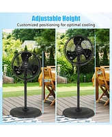 Slickblue 16 Inch Outdoor Misting Fan Oscillating Pedestal Fan with 3 Mist Levels-Black
